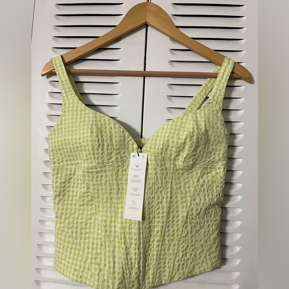 NWT ZARA Corset top with a sweetheart neckline and wide straps. lime zip.SIZE S - Picture 17 of 17